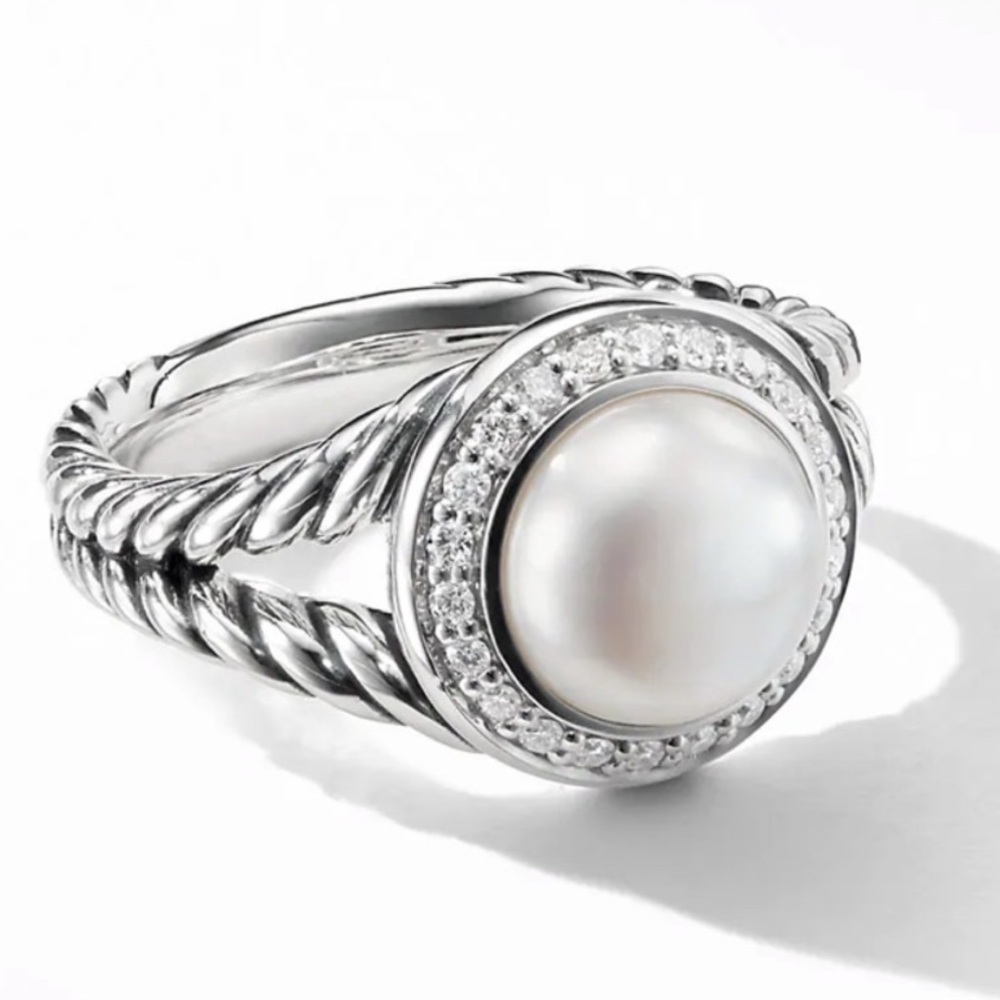 David Yurman Silver Ring with Pearl Accent